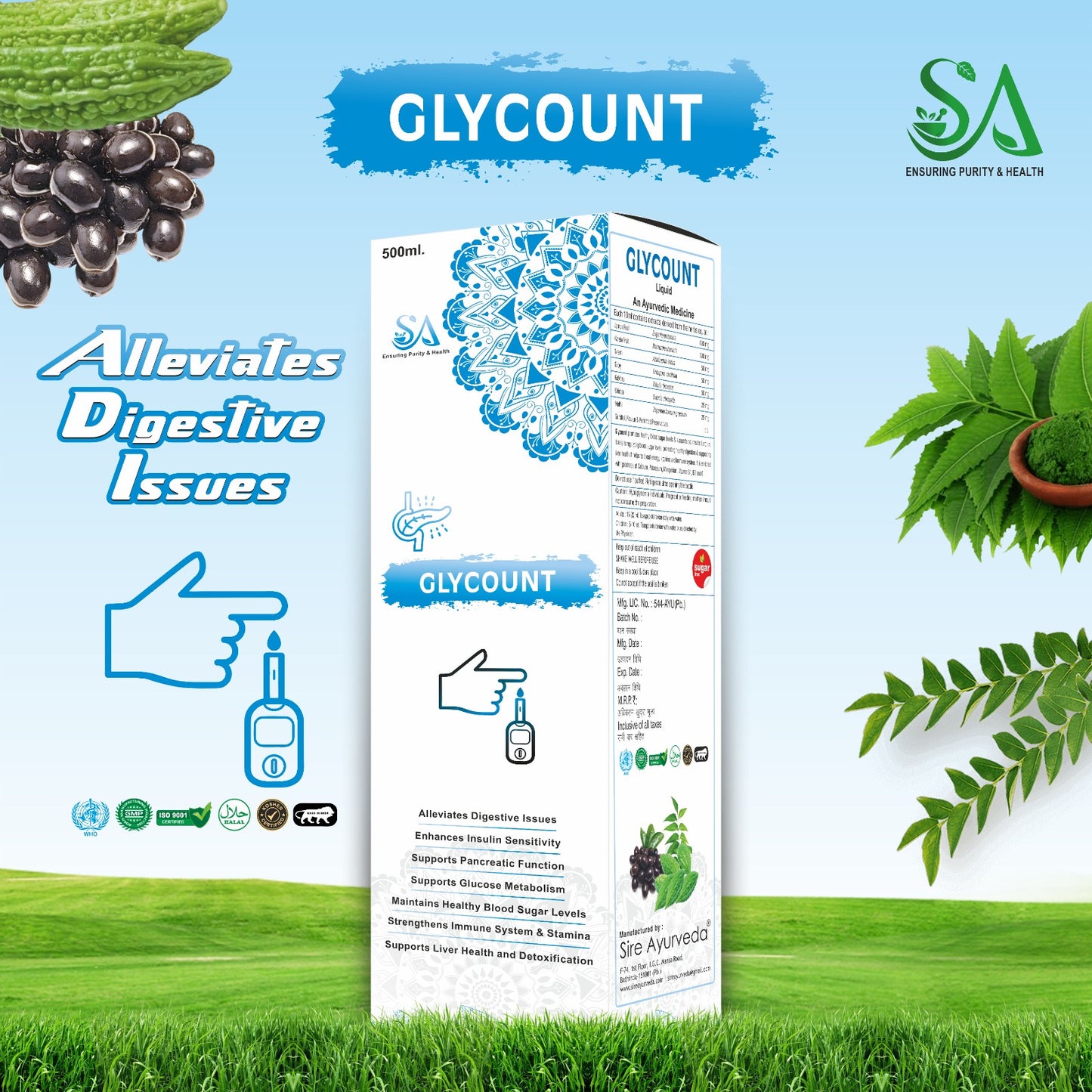 GLYCOUNT(Ayurvedic, Potentially Regulates Blood Sugar Levels, Can Prevent fall in Sugar Level & Promote Glucose Metabolism)