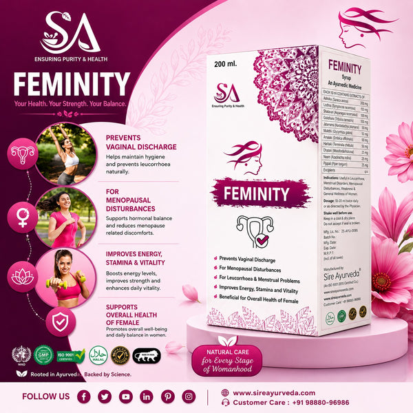 FEMINITY( Women ayurvedic herbs, Shatavari, Ashwagandha, Ashoka, Lodhra, Babool)
