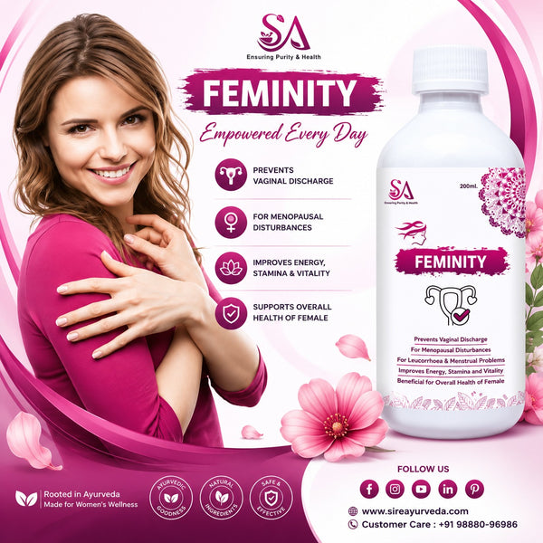 FEMINITY( Women ayurvedic herbs, Shatavari, Ashwagandha, Ashoka, Lodhra, Babool)